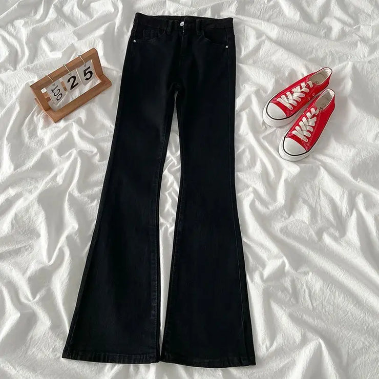 Jeans Femme Taille Haute Évasé Noir